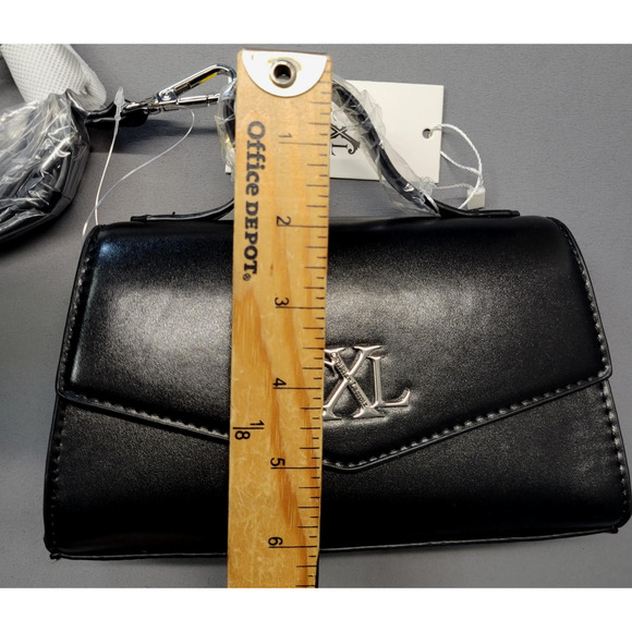 CXL by Christian Lacroix Crossbody Bag Womens Black Laine Matte Patent Purse - Picture 15 of 16